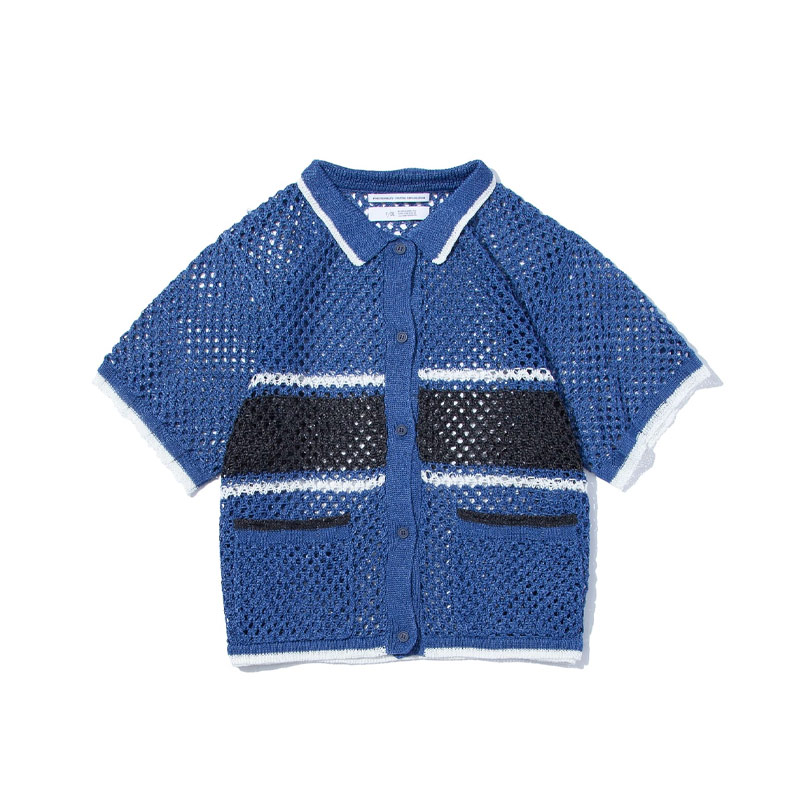F/CE Mesh Knit网眼针织短袖衬衫透气清爽舒适排扣蓝色-封面