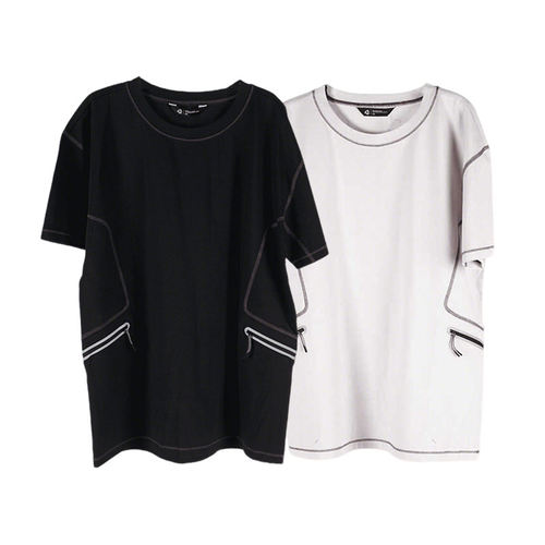 灰色JEONGLIStitchT-ShirtsGrey