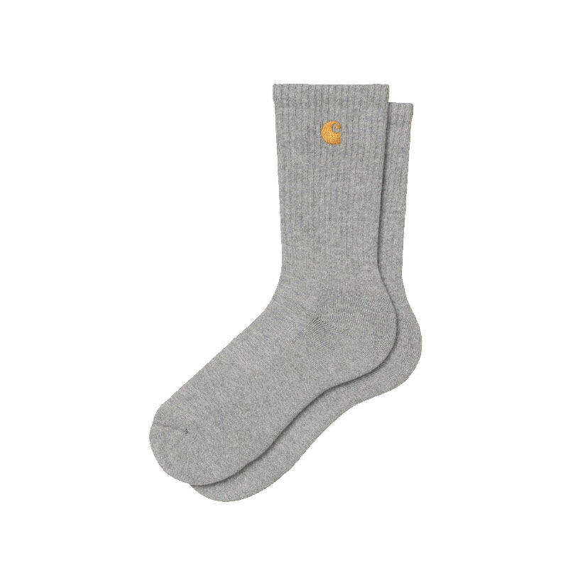 carhartt wip卡哈特金标logo中筒棉质微弹舒适运动袜纯灰篮球袜