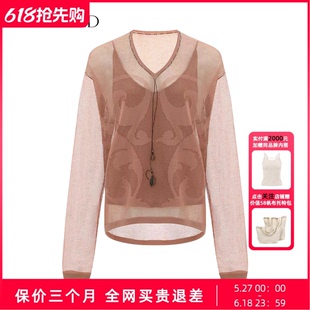 【博主同款】Uncoded26夏红咖透视薄款针织衫配：吊带KWLR3Z098