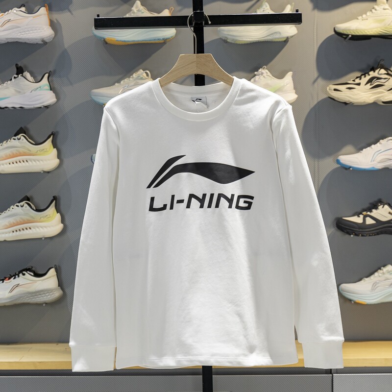 李宁长袖T恤男子2025冬季新款时尚潮流套头卫衣打底衫上衣YTLV113