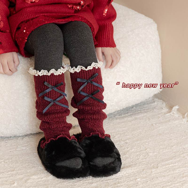 觅宝呗袜套春秋蝴蝶结保暖腿套