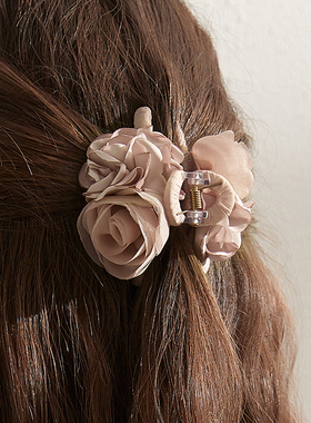DAINEI岱妮摩登花语抓夹粉色小号花朵抓夹女发量少优雅气质发饰