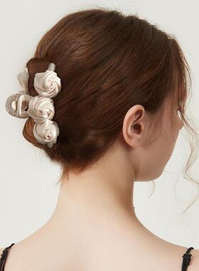 DAINEI岱妮花间物语抓夹玫瑰花朵女通勤盘发夹子半扎发鲨鱼夹发饰