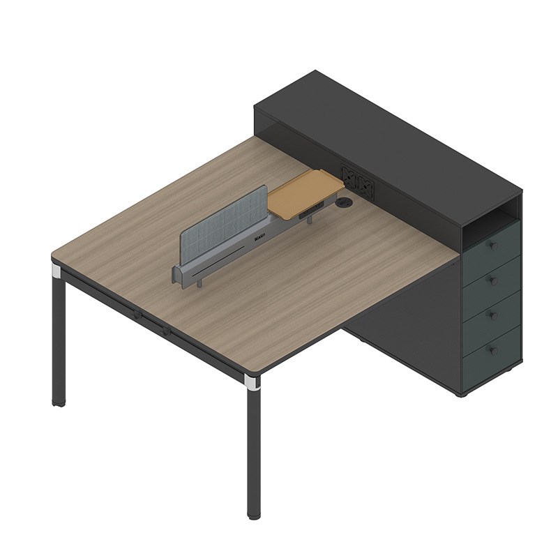 职员办公桌工位四人位电脑桌写字楼员工桌挡板带桌柜带抽屉办公桌