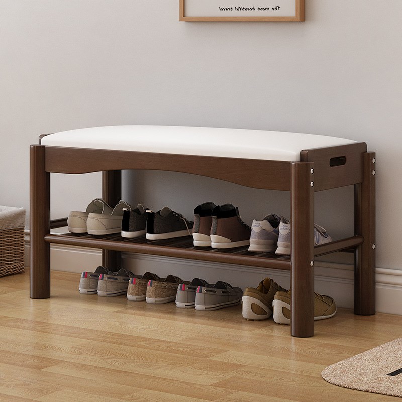 实木鞋架简易家用门口多层换鞋凳简约经济型玄关鞋柜入户一体坐凳