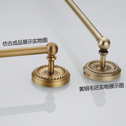 欧贝欧式浴室卫浴五金挂件黄铜仿古单层挂毛巾杆卫生间单杆毛巾架