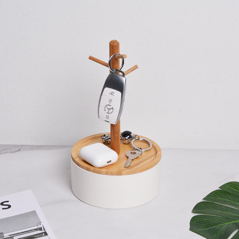 北欧创意圆形底座枝桠收纳盒客厅玄关卧室戒指耳环挂件桌面置物架