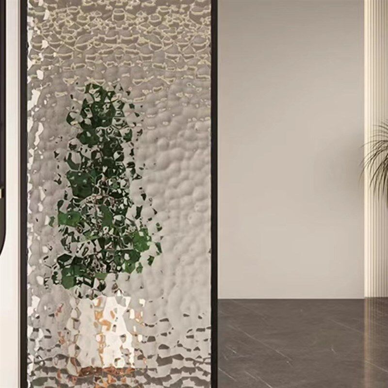 水波纹屏风玻璃隔断客厅磨砂透光钢化入户玄关轻奢订制艺术玻璃