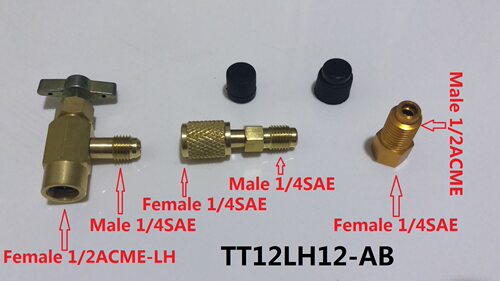 R1234YF汽车空调制冷剂雪种冷媒开瓶器加氟转换接头TT12LH14