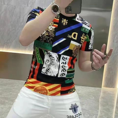 男士短袖潮牌2025体恤高端夏季印花时尚欧洲站重工t恤男装打底衫