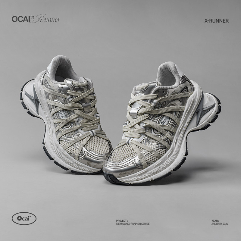 Ocai“X-Runner”绑带灰飞碟2.0厚底增高老爹鞋,女鞋,老爹鞋,淘宝优惠券,粉丝福利购,淘宝优惠卷