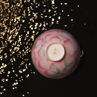 大鱼美器 超薄胎满桃小宛杯 高端茶杯陶瓷礼品纯手工高温满工手绘