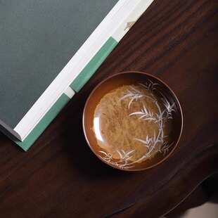 大鱼美器 秋韵银竹普洱杯 纯手工陶瓷茶杯伴手礼景德镇手绘主人杯