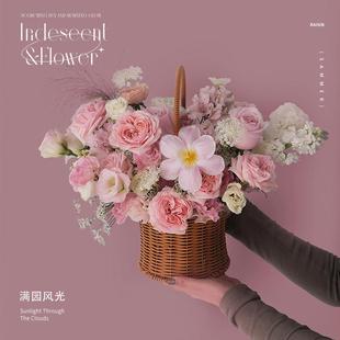 厦门鲜花同城配送花店送花上门祝福生日鲜花束开业乔迁手提花篮