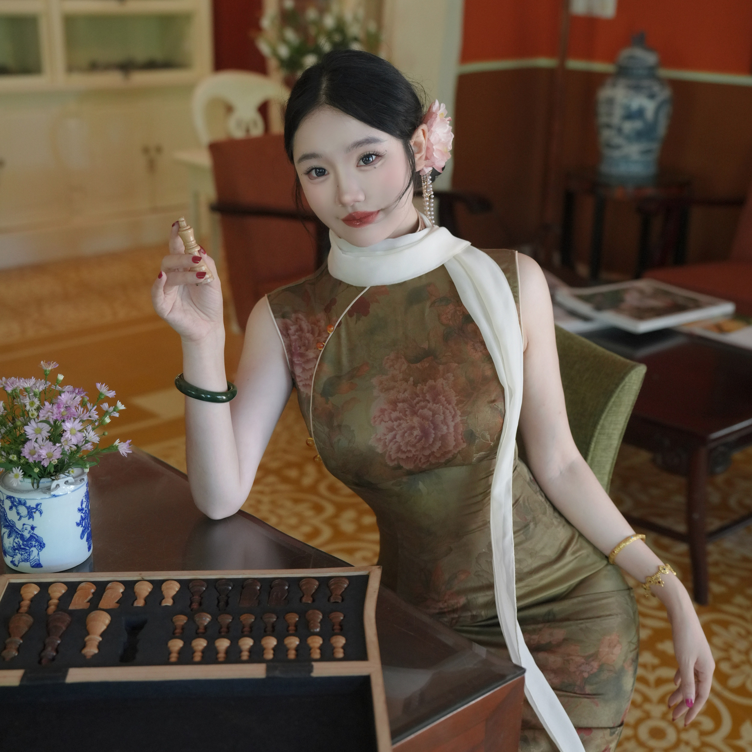 尔尔原创旗袍【翠玲珑】图片