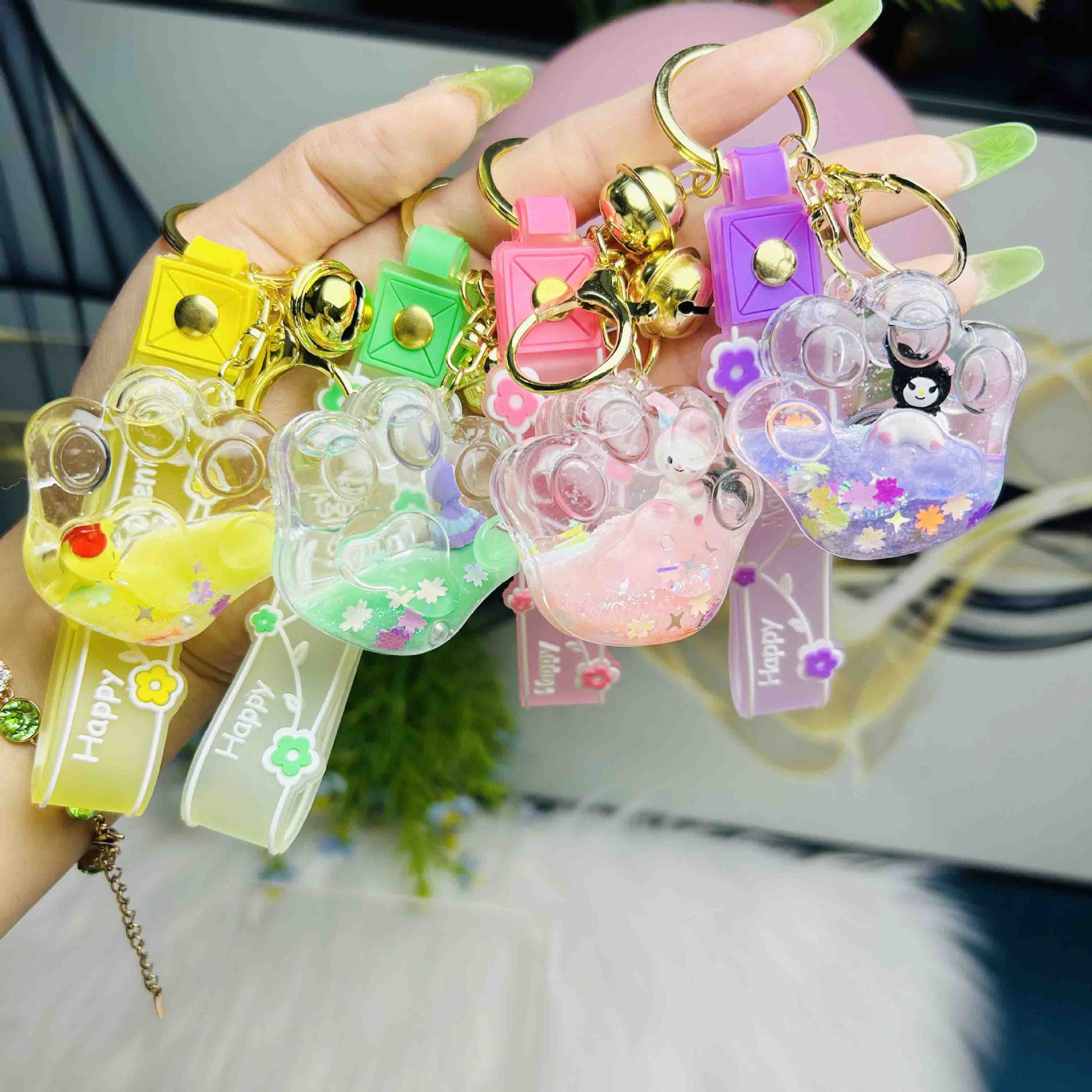 水晶猫爪钥匙扣流沙瓶