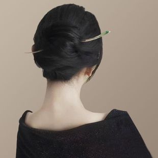 新中式清冷感翡翠发簪染翠色仿玉簪子古风日常盘发汉服旗袍配饰品