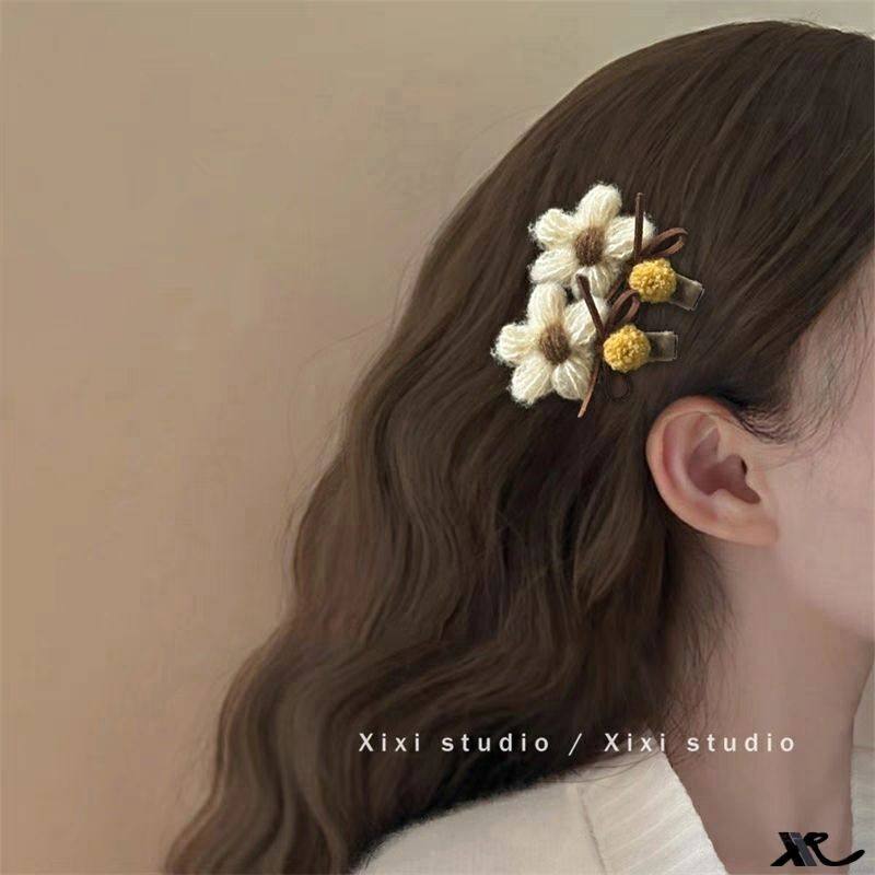 可爱绒花!毛绒花朵发夹!少女心边夹超仙刘海夹前额发夹旅行发卡