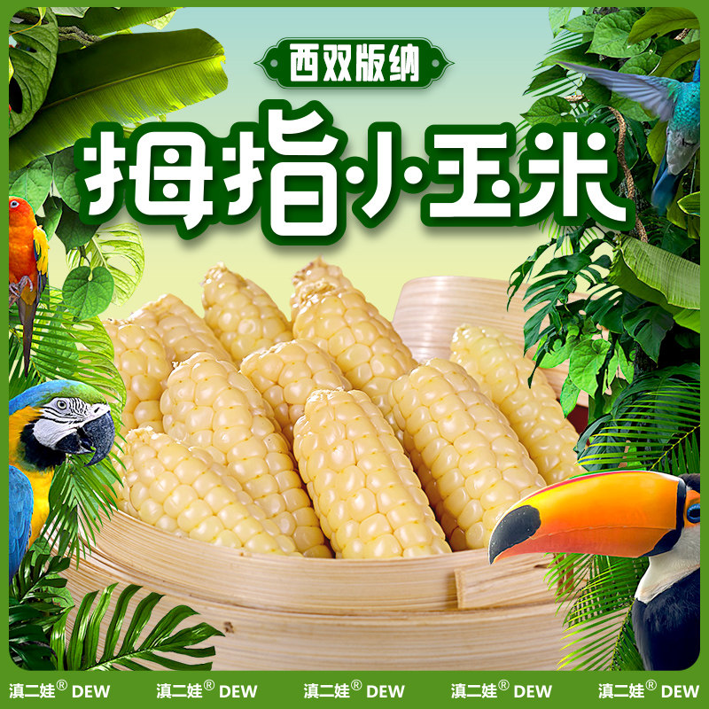 滇二娃云南特产拇指小玉米502g西双版纳拇指玉米新鲜甜香糯早代餐