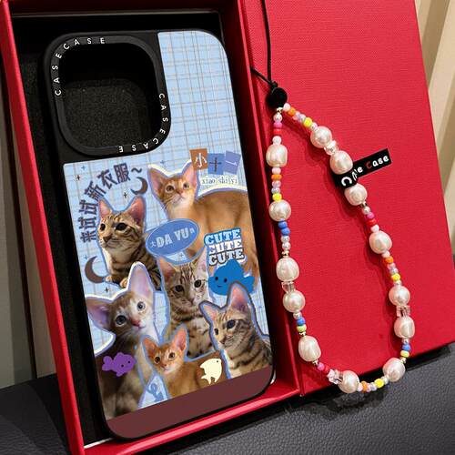 联名MagSafe磁吸梓渝同款小十一大鱼猫咪贴纸适用iphone17手机壳16promax苹果15pro镜面14plus日韩13卡通12女