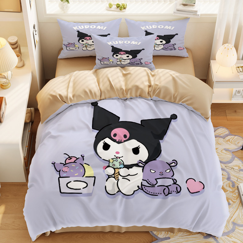 美乐蒂全棉卡通儿童四件套库洛米单人纯棉被套床单学生宿舍四件套