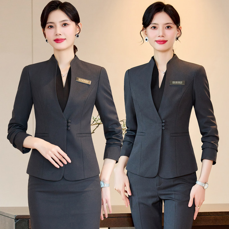 职业西服马甲套装女秋冬气质酒店前台接待工装美容院珠宝店工作服