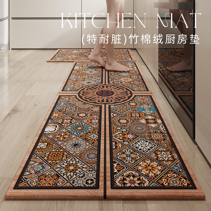 北欧简约长条厨房防滑地垫家用防水防油污脚垫可擦免洗地毯可定制,居家布艺,厨房地垫,淘宝优惠券,粉丝福利购,淘宝优惠卷
