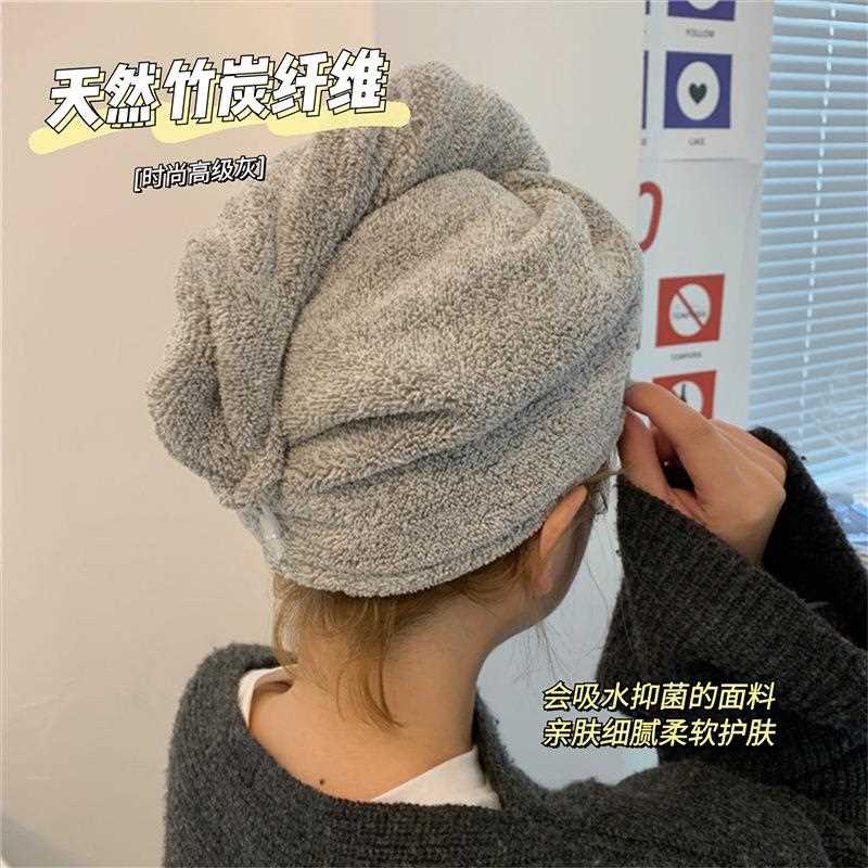 干发帽女双层加厚超强吸水速干擦头毛巾竹炭纤维包头浴帽干发神器