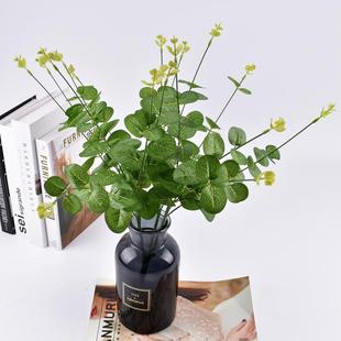 饰仿花植物金钱真把束叶植墙假物花 叉尤加利家居婚庆装