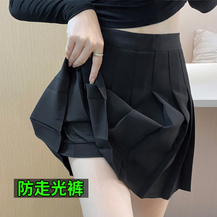 夏季 胖mm显瘦高腰a字裙防走光半身 大尺码 JK短裙黑色百褶裙女夏季