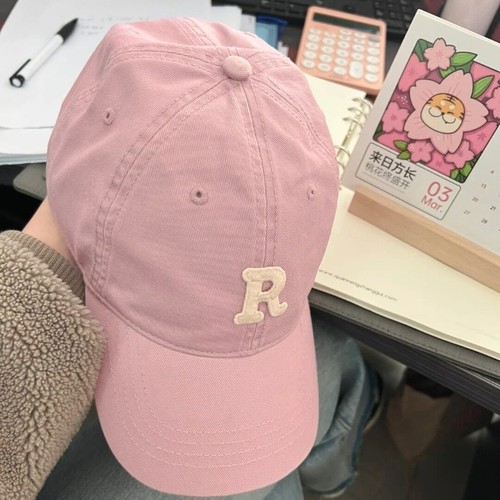 橡皮粉R标字母棒球帽弯檐显脸小