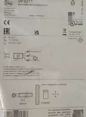 易福门MFS211传感器，。原厂制造，带CE议价