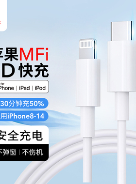 Snowkids数据线mfi认证适用iPhone14promax苹果13/12充电器线PD快充ipad平板闪充typec转lighting手机充电线