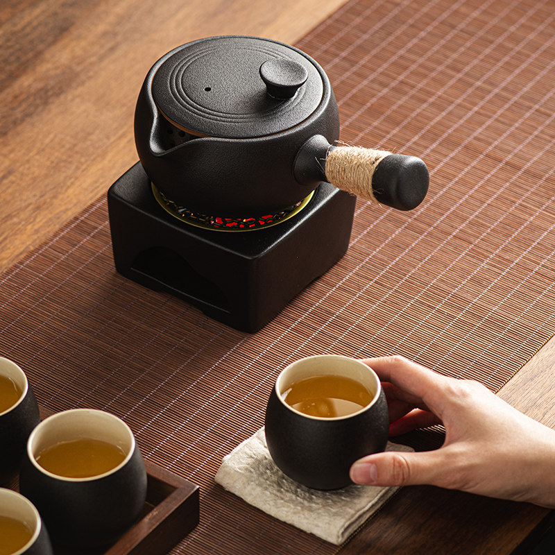 陶瓷温泡茶炉底座套装蜡烛保温加热大号侧把茶壶茶杯围炉煮茶温茶