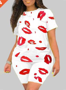 Plus Size 5XL Two Piece Set for Women 2021 Summer Tracksuit