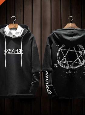 Cool Couple T-Shirt Men Loose Autumn Hip-Hop Tops Tee Long S