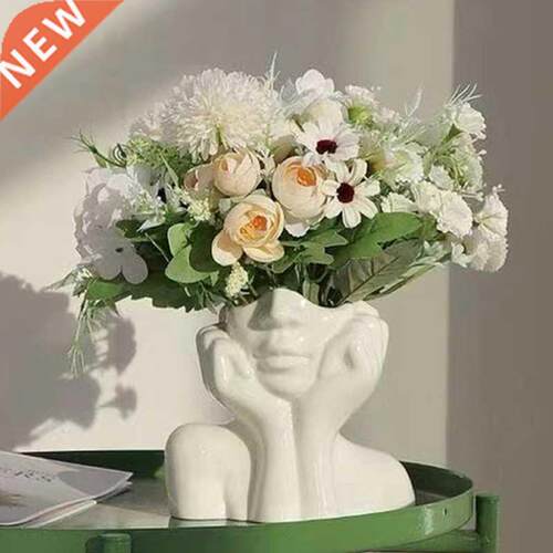 Nordic Style Flower Vase Women Body Half Face Flower Pot Vas