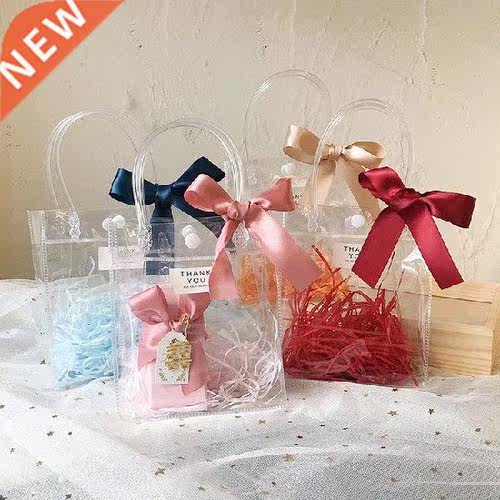 Simple Transparent Tote Bag Birthday Gift Box with Handle