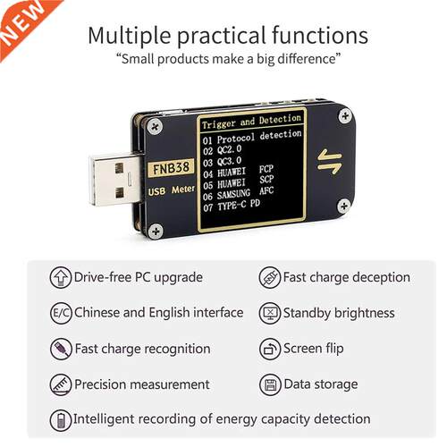 FNB38 USB Digital Voltmeter Ammeter Tester QC4 & PD3.0 2