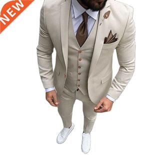 Latest Coat Pant Designs Beige Men Suit Prom Tuxedo Slim Fit