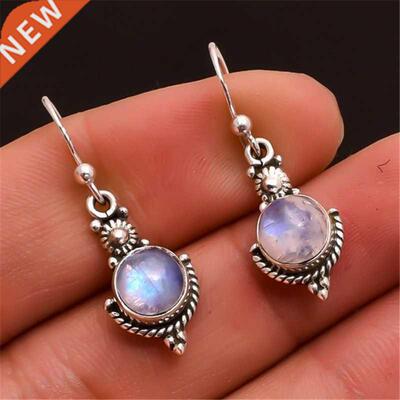 real  Sterling Silver Moonstone Drop Earring for Women Ge