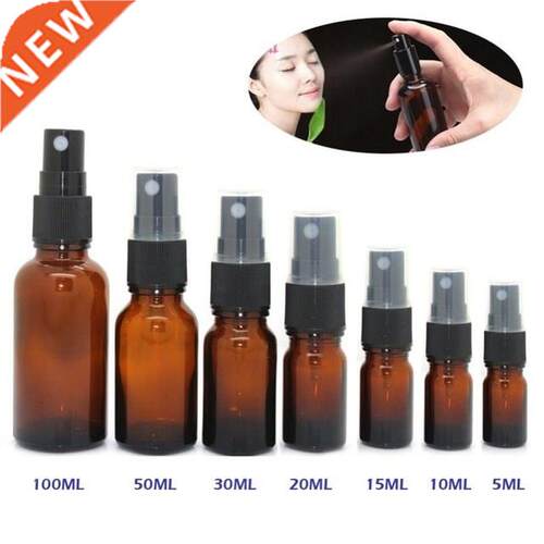 5-100ml Portable Amber Glass Essential Oil Spray Bottles Mis