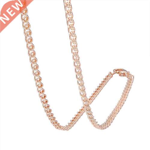 mm 5mm Wide Women Chain Men 585 Rose Gold Color Necklace Sn