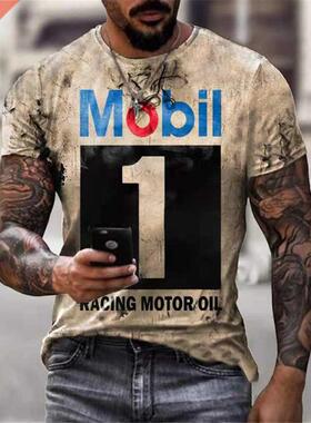Summer new style castrol retro short-sleeved men's T-shirt 3