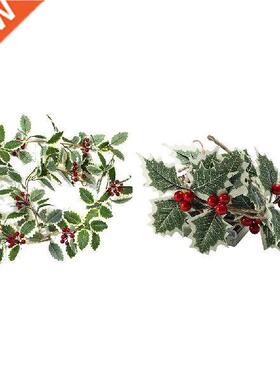 Christmas Red Pine Cones Wire LED Lights Wreath Holly