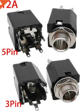 2Pcs 6.35mm 1/4 inch Audio Plug Socket 3 Pin/5 Pin Headphone