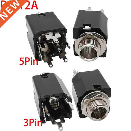 2Pcs 6.35mm 1/4 inch Audio Plug Socket 3 Pin/5 Pin Headphone
