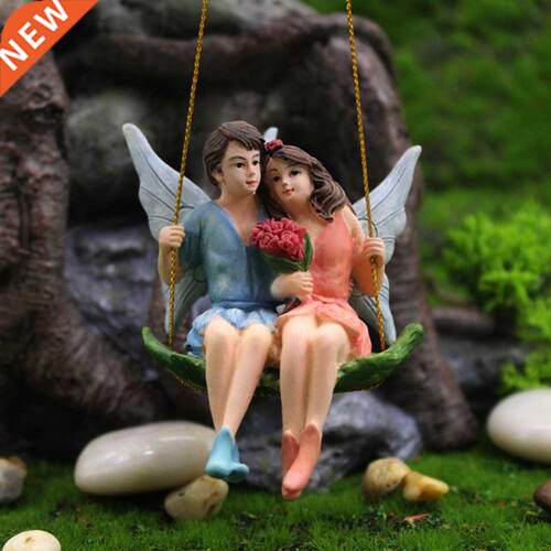 Romantic Couple Figurines Swing Flower Fairy Garden Micro La