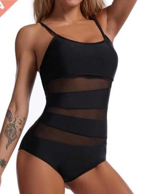 New Black Net Lge Size Swimwe Female Plus Size One-Piece